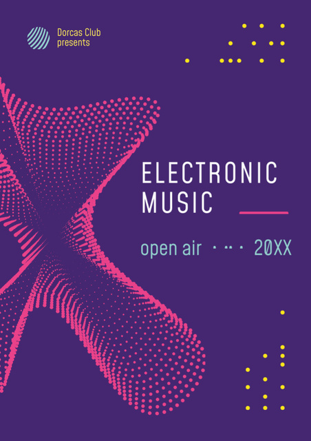 Electronic Music Festival Ad on Digital Pattern Flyer A4 Design Template