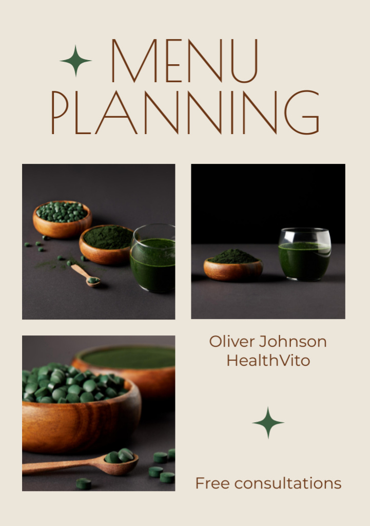 Healthy Menu Planning Offer with Wooden Bowl Flyer A5 Design Template