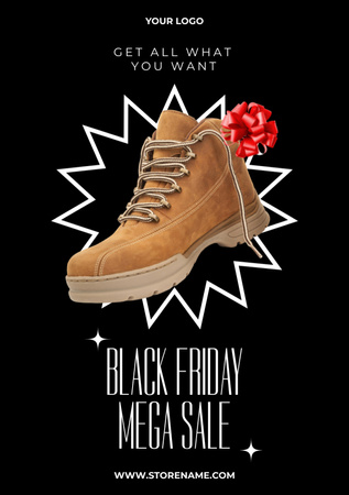 Boots Sale on Black Friday Postcard A5 Vertical Design Template