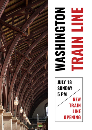 Modèle de visuel Train Line Opening Announcement with Station - Poster A3