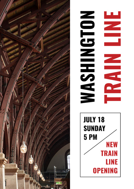 Train Line Opening Announcement with Station Poster A3 Design Template