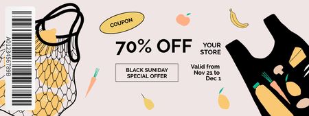Black Sunday Special Offer on Grocery Store Coupon Design Template