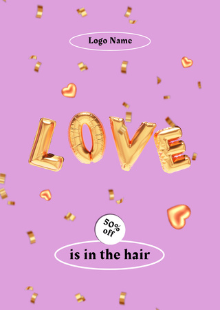 Valentine`s Day Sale Offer For Hairdress Postcard A6 Vertical Šablona návrhu