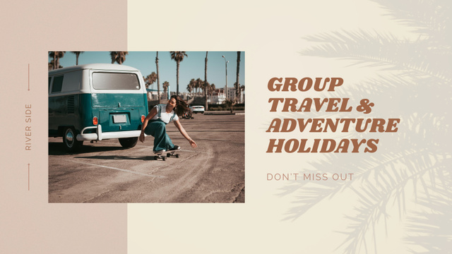 Summer Travel Offer with Woman on Skateboard Full HD video Design Template