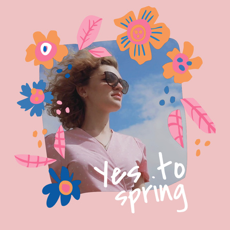 Stylish Girl in Spring Animated Post Design Template
