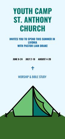 Youth Religion Camp Invitation with Tent Flyer DIN Large Design Template