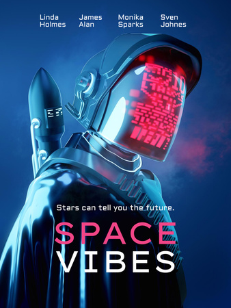 宇宙飛行士のスーツを着た男性が登場する新しい映画広告 Poster USデザインテンプレート