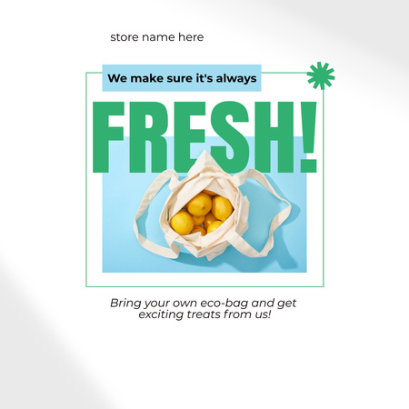 Designvorlage Eco-bag With Lemons In Fresh Groceries für Instagram