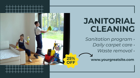 Platilla de diseño Janitorial Cleaning Service With Discount And Waste Removal Full HD video