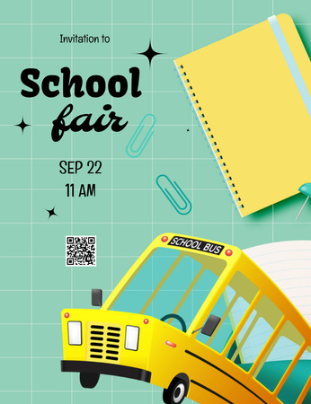 School Fair for Study Essentials Promotion Invitation 13.9x10.7cm – шаблон для дизайну