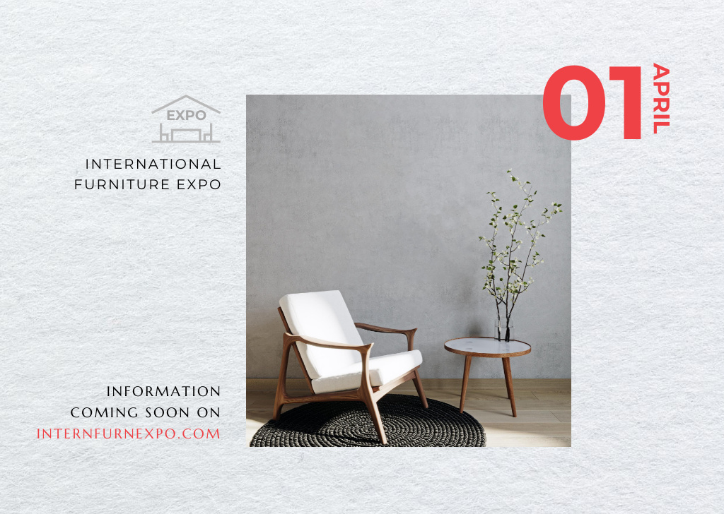 Designvorlage Furniture Expo Invitation with Modern Interior für Flyer A6 Horizontal