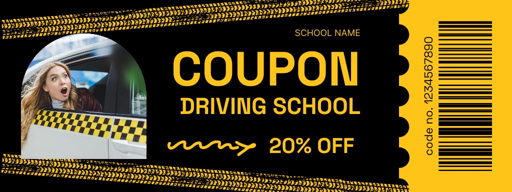 Ontwerpsjabloon van Coupon van Driving School Lessons Offer At Discounted Rates In Black
