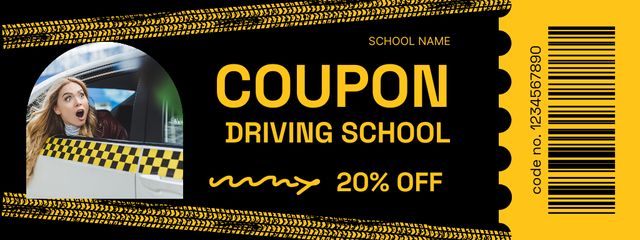 Plantilla de diseño de Driving School Lessons Offer At Discounted Rates In Black Coupon 