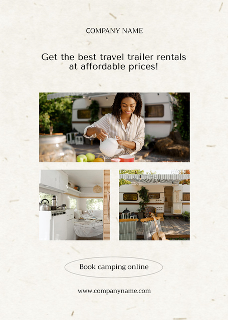 Comfort Trailer Rental For Travelling Offer Postcard A6 Verticalデザインテンプレート