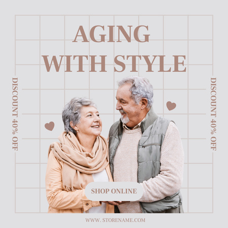 Age-Friendly And Inspirational Slogan For Fashion Sale offer Instagram Design Template