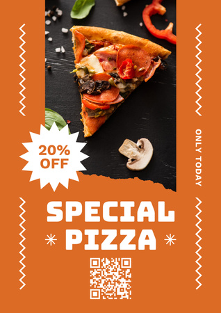 Special Discount for Pizza on Orange Poster tervezősablon