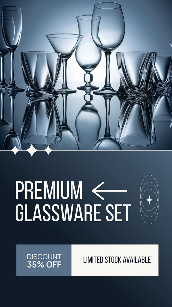 Sparkling Glass Drinkware Set With Discount Instagram Story Modelo de Design