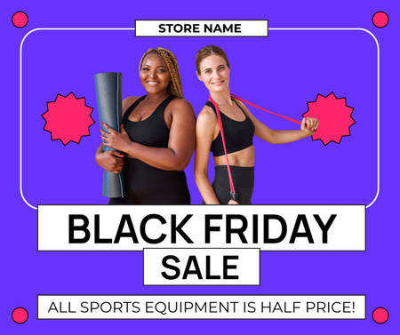 Black Friday Sale of Sports Equipment Facebook Design Template