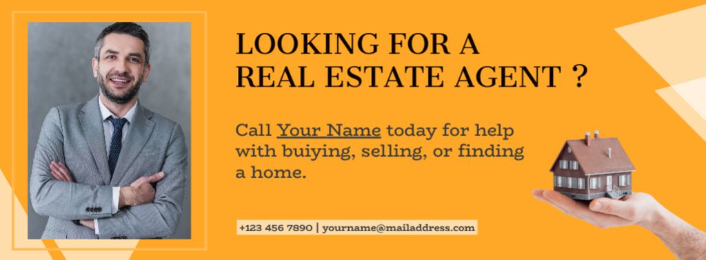 Looking For A Real Estate Agent  Facebook cover Design Template