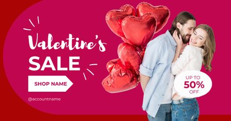 Designvorlage Valentine's Day Sale with Couple in Love für Facebook AD