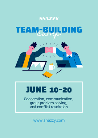 Team-Building Camp Ad on Blue Poster Design Template
