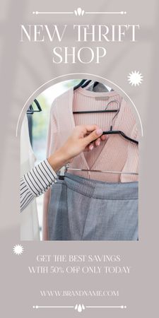New Thrift Shopping Grey Graphic Design Template