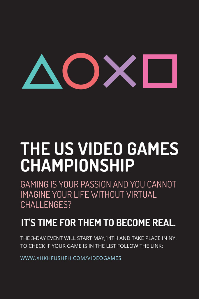 Ontwerpsjabloon van Pinterest van Video games Championship