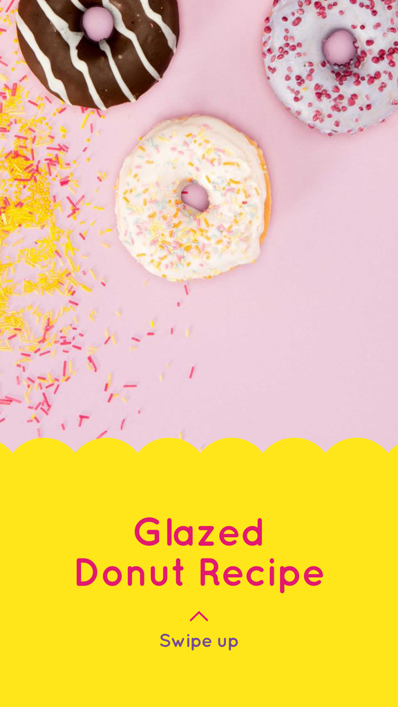 Delicious Glazed Donuts Recipe Instagram Story Design Template