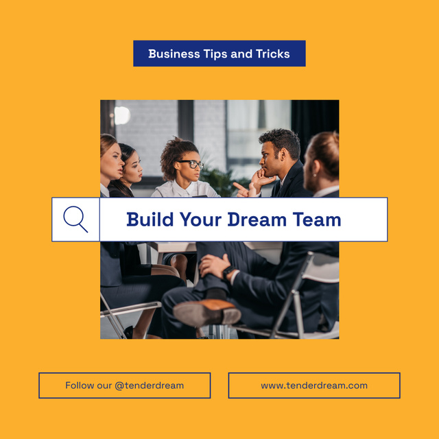 Designvorlage Team Building Tips and Tricks Yellow für LinkedIn post