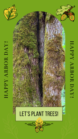 Template di design Saluto felice di Arbor Day con l'albero Instagram Video Story