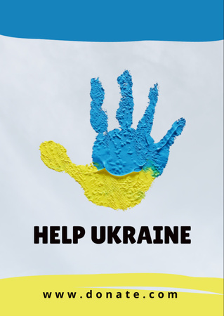Ontwerpsjabloon van Flyer A6 van Helips Ukraine Motivation with Blue and Yellow Hand