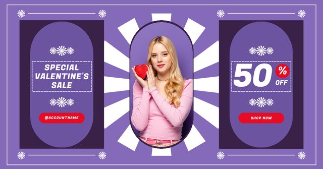 Special Valentine's Day Sale with Cute Blonde Facebook AD – шаблон для дизайна