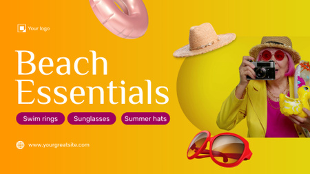 Modèle de visuel Offre d'essentiels et de chapeaux de plage colorés - Full HD video