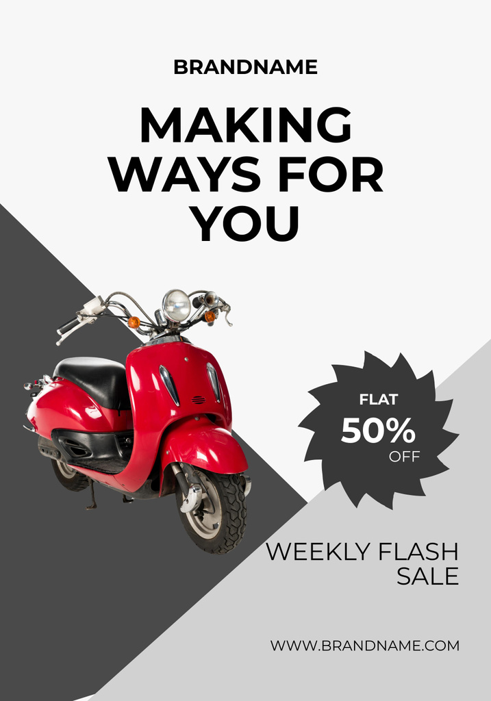 Scooter Sale Announcement with Big Discount Poster 28x40in – шаблон для дизайна
