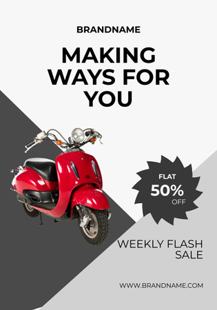 Scooter Sale Announcement with Big Discount Poster 28x40in Design Template