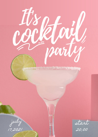 Party Announcement with Cocktail Glass Invitation Design Template