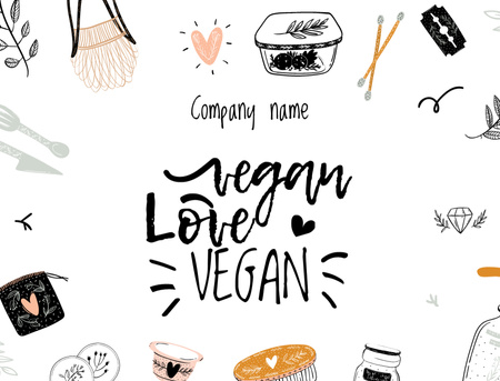 Vegan Lifestyle Concept with Eco Products Postcard 4.2x5.5in Tasarım Şablonu
