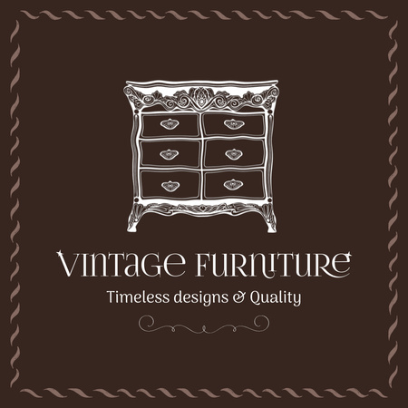 Ontwerpsjabloon van Animated Logo van Tijdloze ladekast in oude meubelwinkel