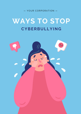 Helpful Ways to Stop Cyberbullying With Illustration Postcard A6 Vertical – шаблон для дизайна