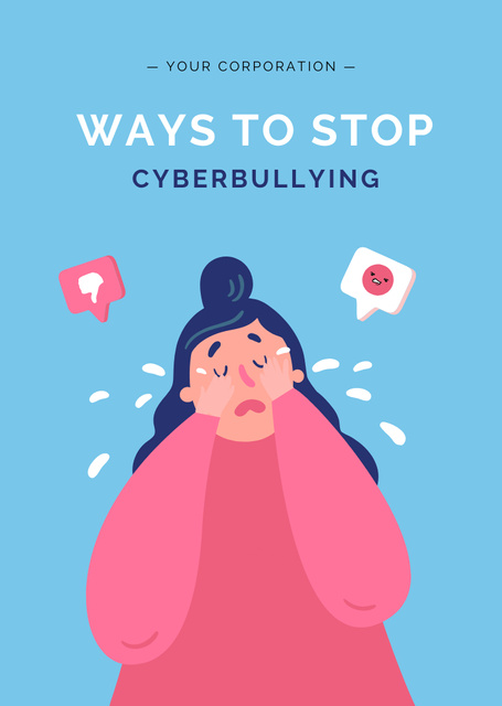 Template di design Helpful Ways to Stop Cyberbullying With Illustration Postcard A6 Vertical