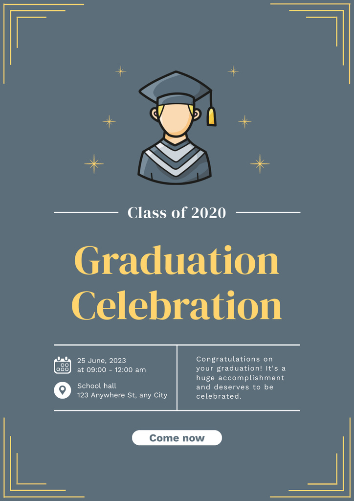 Graduation Celebration Announcement on Grey Poster Tasarım Şablonu