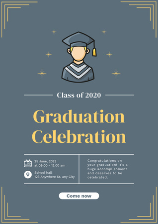 Graduation Celebration Announcement on Grey Poster Design Template