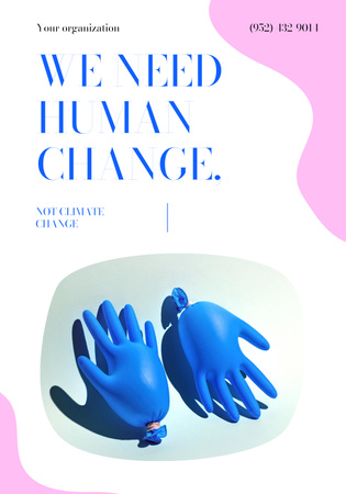 Ontwerpsjabloon van Poster 28x40in van klimaatverandering bewustwording met handschoenen