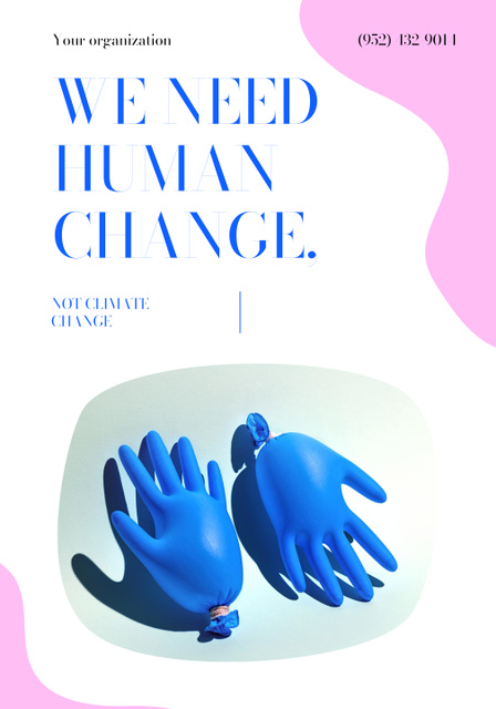Climate Change Awareness with Gloves Poster 28x40in Tasarım Şablonu