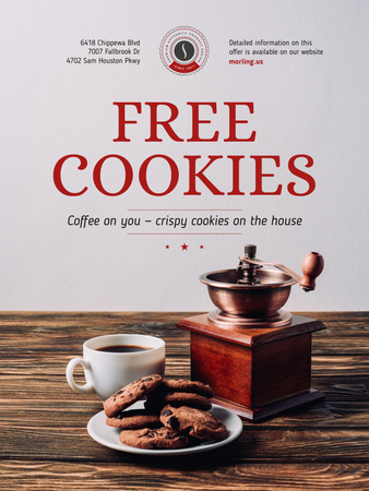 Coffee Shop Promotion with Coffee and Cookies Poster US Modelo de Design