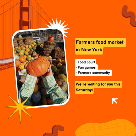 Modèle de visuel Annonce du marché alimentaire des agriculteurs dans la ville - Animated Post