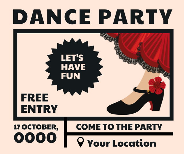 Dance Party Announcement Facebook tervezősablon