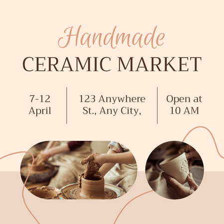 Handmade Ceramic Market Announcement Instagram Design Template