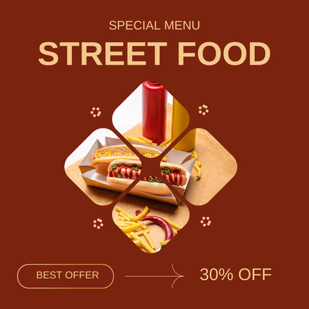 Special Menu of Street Food on Red Instagram Design Template