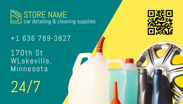 Car Detailing and Cleaning Supplies Shop Business Card US – шаблон для дизайна